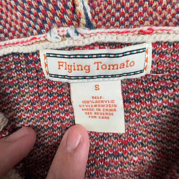 Flying Tomato Southwestern Knit Hoodie Poncho Sweater Women S Boho Aztec - Picture 5 of 5